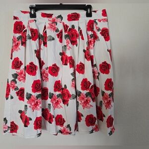 Floral Red and White Skirt
